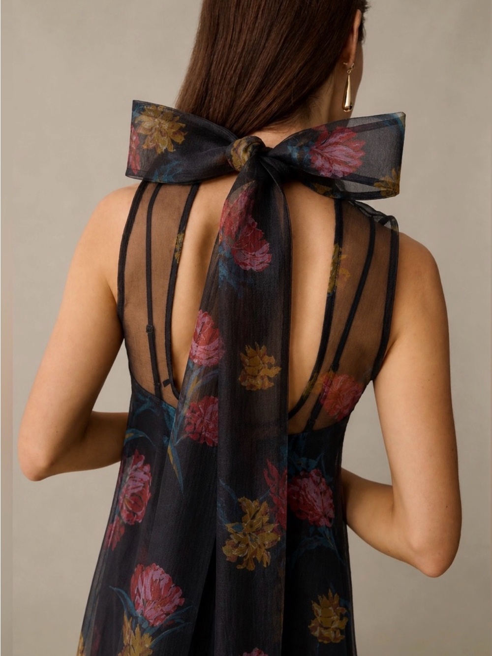 NWT CAARA Melody Tulip Garden Floral Organza Ted Baker Factory Maxi Dress Large - Picture 2 of 2